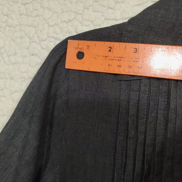She's Cool Black Chambray Shirt Dress size Lg Roll-Tab 3/4 Sleeve Roll-Tab Hem - Picture 8 of 15